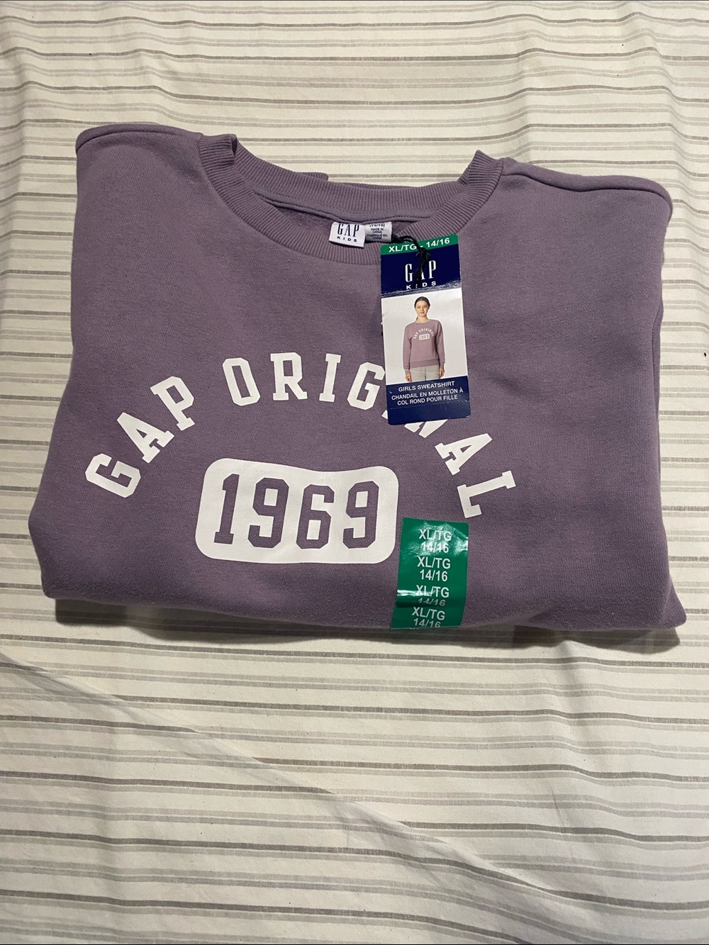 GAP Purple Crewneck Sweatshirt with White 1969 Graphic